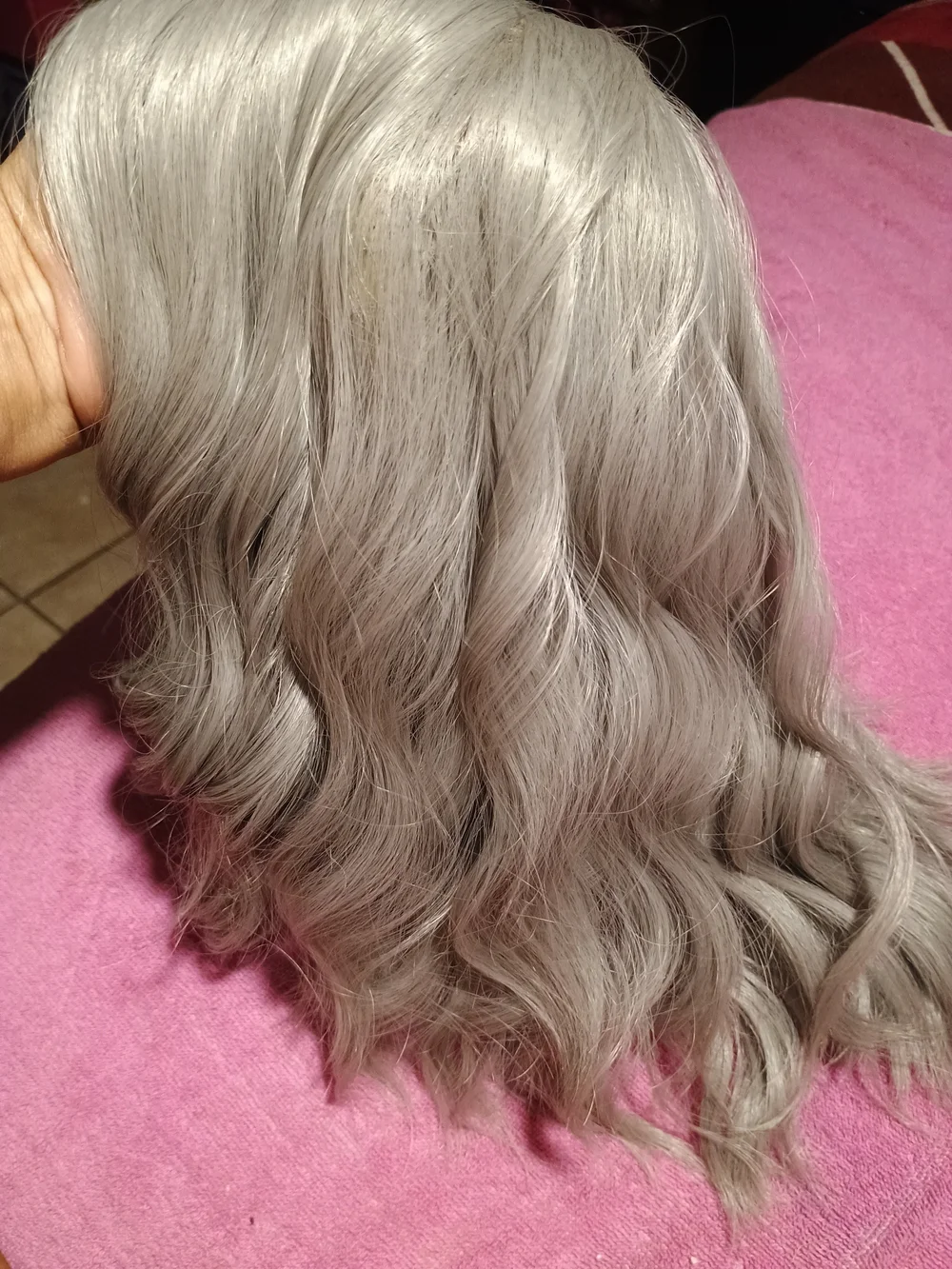 Silvery Gray Wavy Synthetic Hairpiece for Women